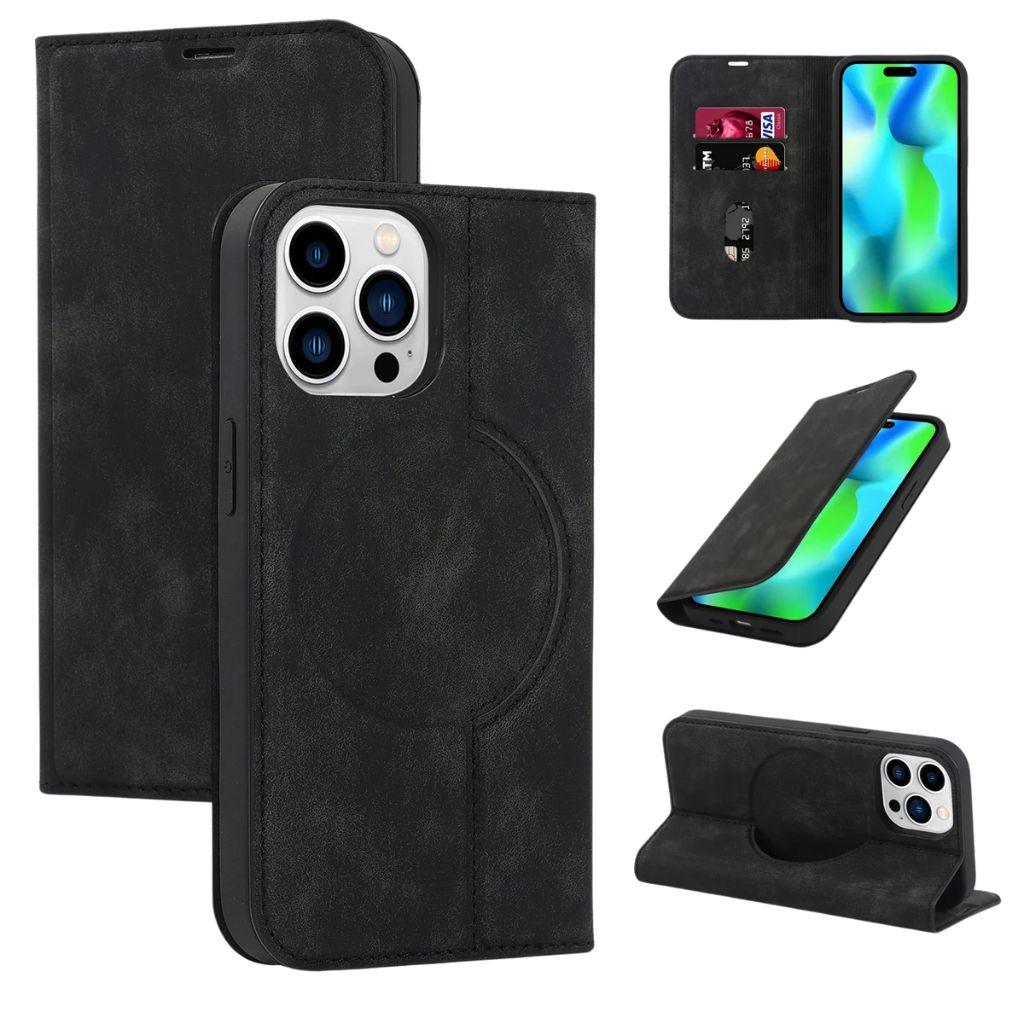 Magnetic Leather Case with Wallet for iPhone